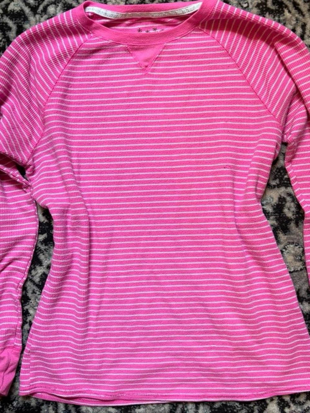 Girls' Pink Striped Long-Sleeve Top